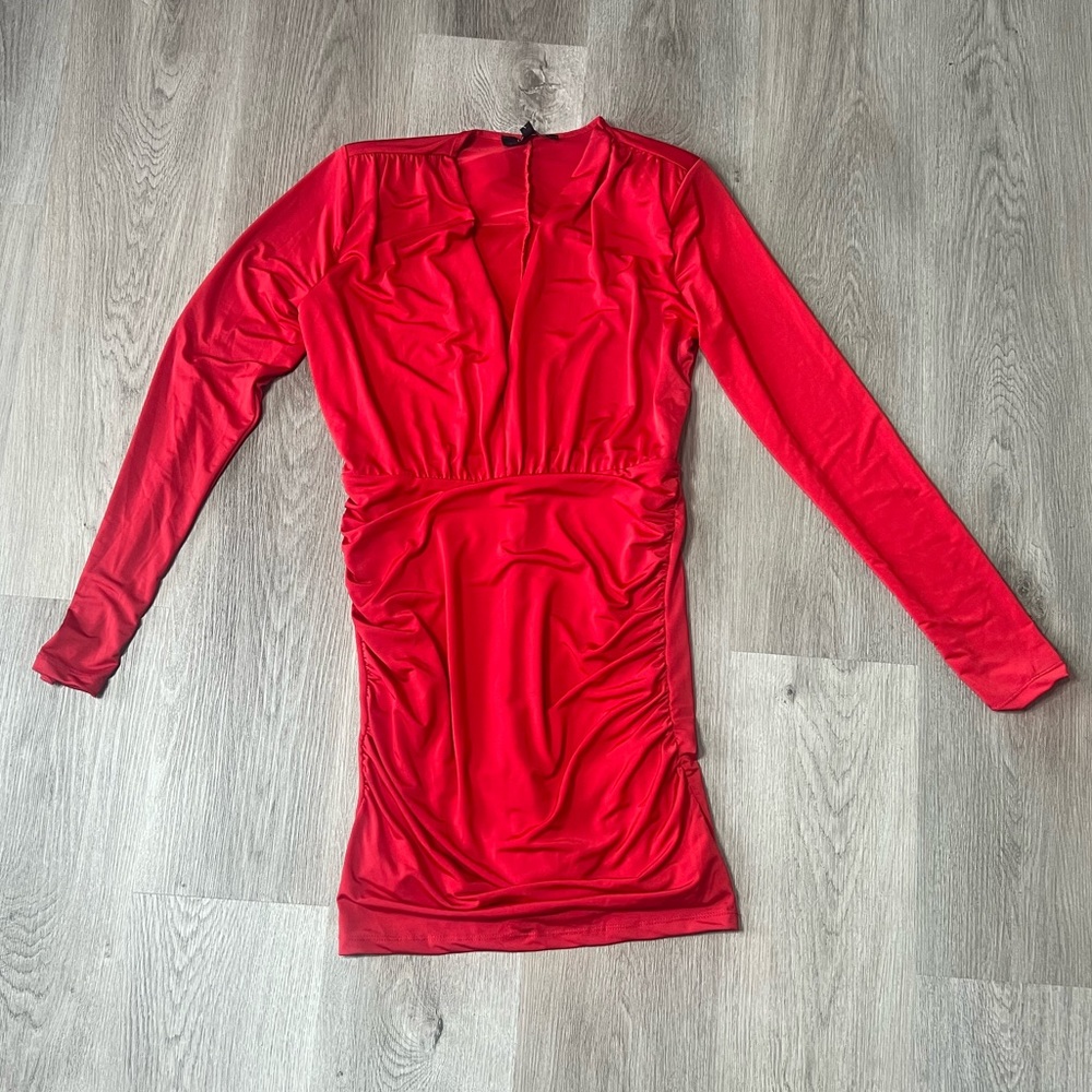 Red Deep V Neck Dress Valentines Day